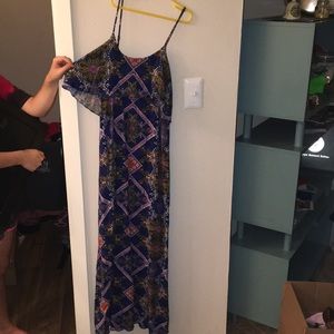 Off the shoulder Floral print boho maxi dress